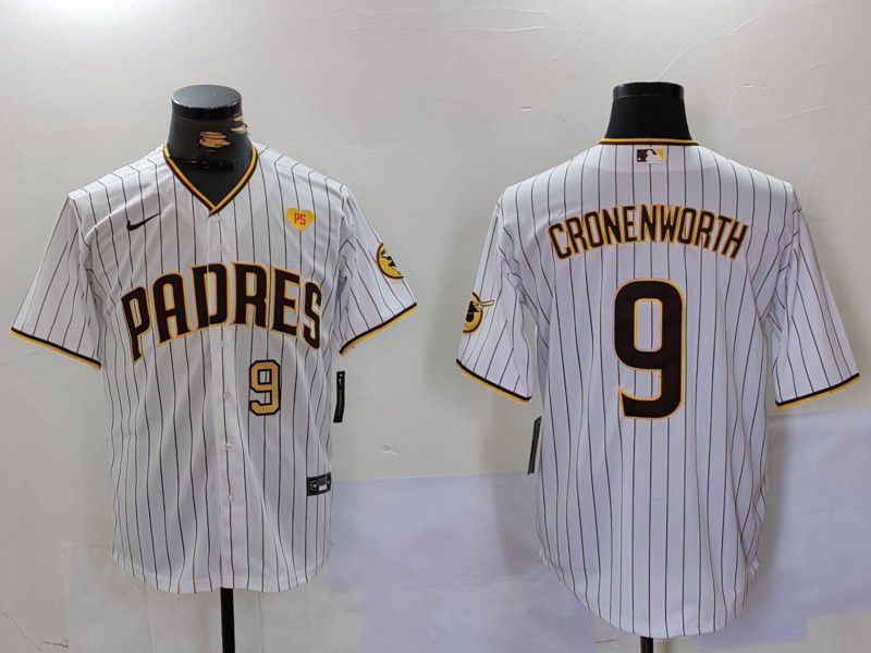 Men San Diego Padres #9 Cronenworth White Stripe Game 2024 Nike MLB Jersey style 5